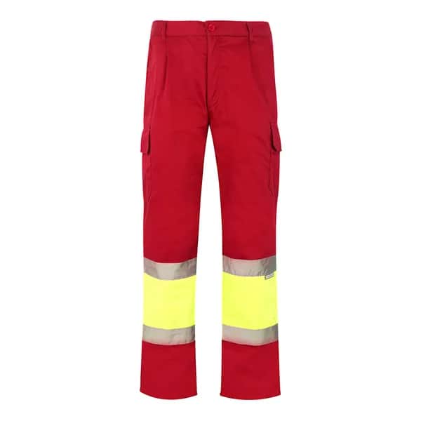 Zweifarbige Hose aus Twill (210 g/m²), gefüttert, mit mehreren Taschen, aus Baumwolle (20%) und Polyester (80%) - VL ATHENA - Rot