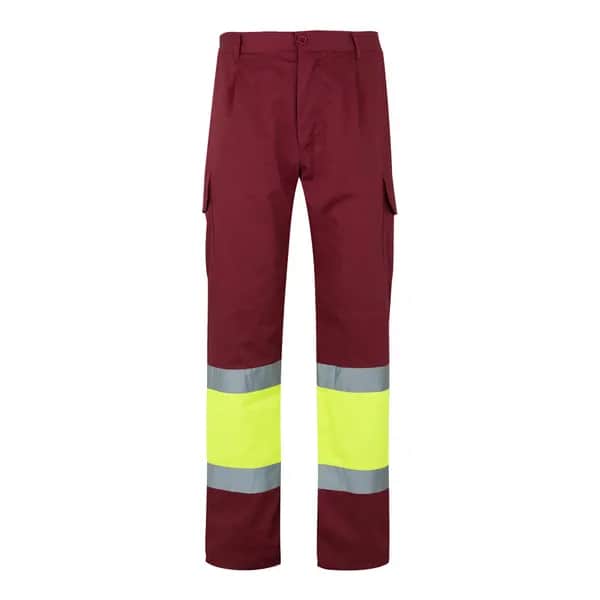 Zweifarbige Hose aus Twill (210 g/m²), gefüttert, mit mehreren Taschen, aus Baumwolle (20%) und Polyester (80%) - VL ATHENA - Burgunder