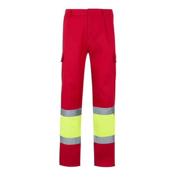 Zweifarbige Twill-Hose mit mehreren Taschen (210 g/m²), aus Baumwolle (20%) und Polyester (80%) - VL POSEIDON - Rot