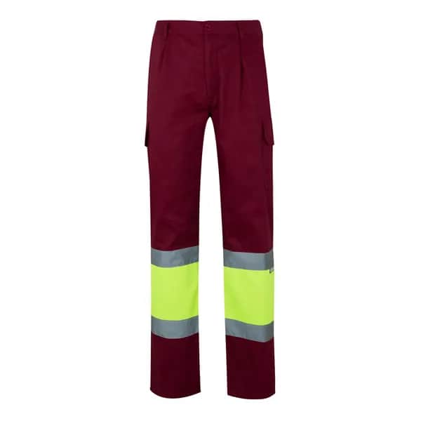 Zweifarbige Twill-Hose mit mehreren Taschen (210 g/m²), aus Baumwolle (20%) und Polyester (80%) - VL POSEIDON LARGE - Burgunder