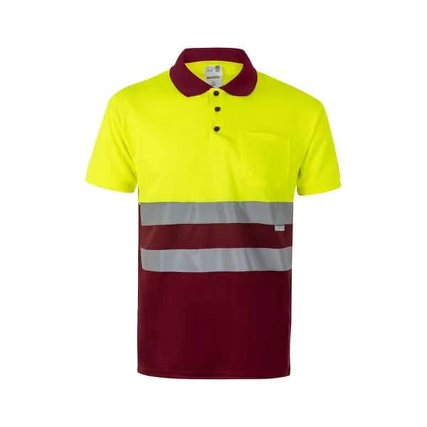 Zweifarbiges Poloshirt im Bird-Eye-Design (160g/m²) mit kurzen Ärmeln, aus Polyester (100%) - VL CUPID LARGE - Burgunder