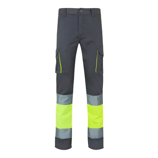 Zweifarbige Stretch-Hose mit mehreren Taschen (240 g/m²), aus Baumwolle (46 %), EME (38 %) und Polyester (16 %) - VL ZEUS - Grau