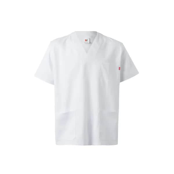 Tunika aus Twill (190g/m²) mit kurzen Ärmeln, aus Polyester (65%) und Baumwolle (35%) - VL TLALOC - Weiß