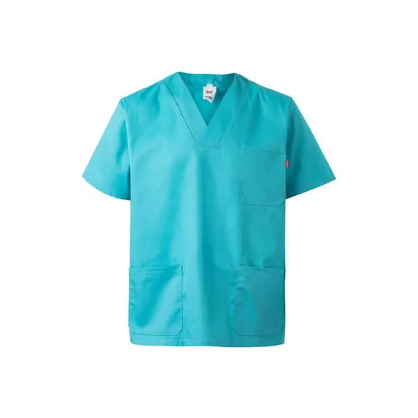 Tunika aus Twill (190g/m²) mit kurzen Ärmeln, aus Polyester (65%) und Baumwolle (35%) - VL ILLAPA - Türkis