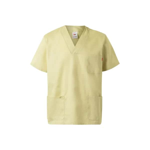 Tunika aus Twill (190g/m²) mit kurzen Ärmeln, aus Polyester (65%) und Baumwolle (35%) - VL ILLAPA - Pastellgelb