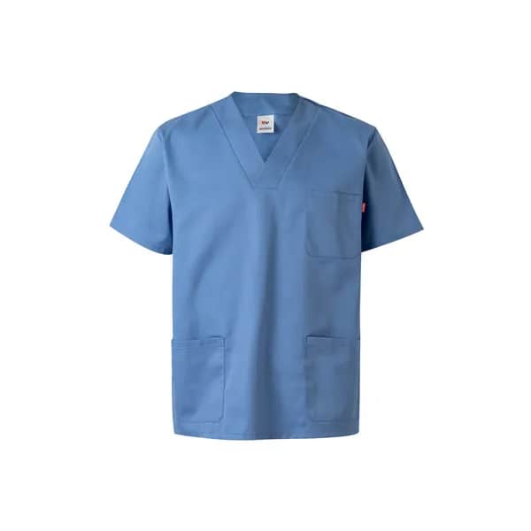 Tunika aus Twill (190g/m²) mit kurzen Ärmeln, aus Polyester (65%) und Baumwolle (35%) - VL ILLAPA - Pastellblau