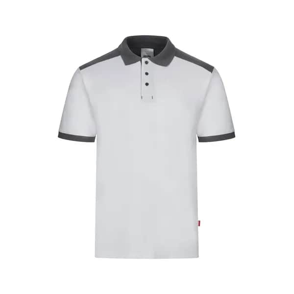 Zweifarbiges Stretch-Piqué-Poloshirt (200 g/m²) mit kurzen Ärmeln, aus Polyester (96 %) und Elastan (4 %) - VL VELES - Weiß