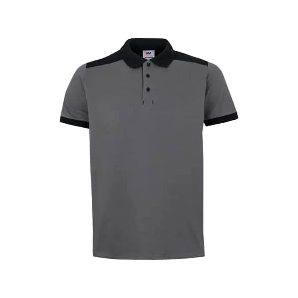 Zweifarbiges Stretch-Piqué-Poloshirt (200 g/m²) mit kurzen Ärmeln, aus Polyester (96 %) und Elastan (4 %) - VL VELES - Grau