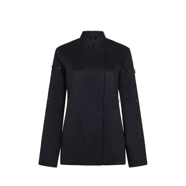 Kochjacke für Damen (190 g/m²), aus Baumwolle (35 %) und recyceltem Polyester (65 %) - VL THOTH - Schwarz