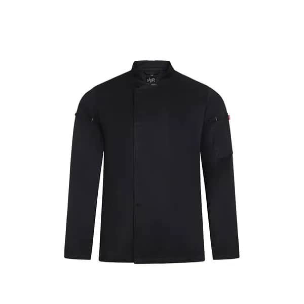 Kochjacke Unisex (190 g/m²), aus Baumwolle (35 %) und recyceltem Polyester (65 %) - VL AGNI - Schwarz