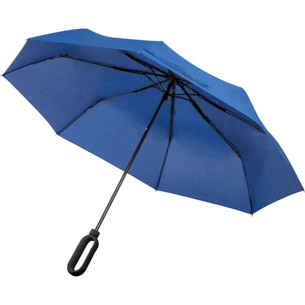 Taschenschirm aus Pongee mit Karabinergriff RENEE - blau