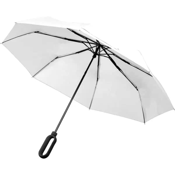 Taschenschirm aus Pongee mit Karabinergriff RENEE - weiss