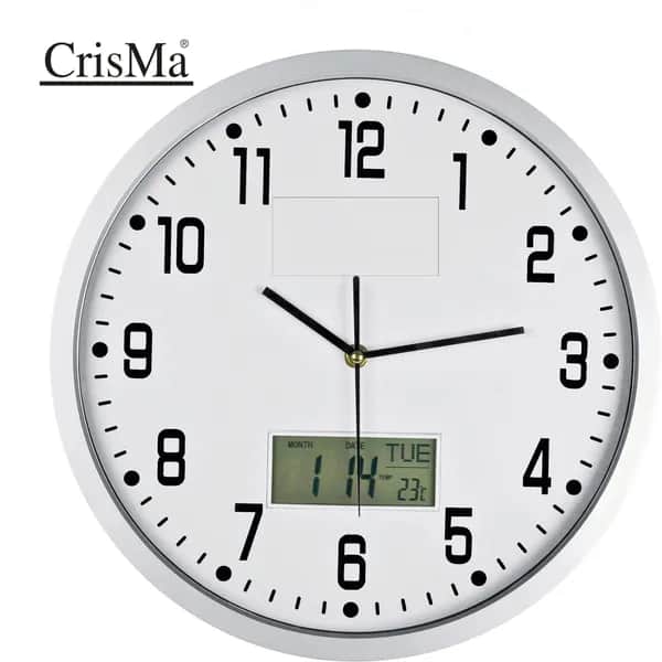 Analoge Wanduhr mit Digitalanzeige FRED - weiss