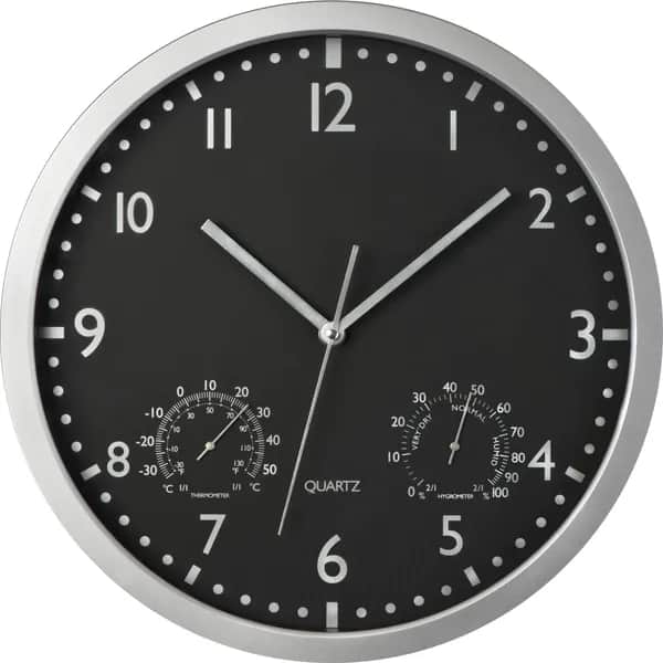 Wanduhr mit Hygro - und Thermometer LUIZA - schwarz