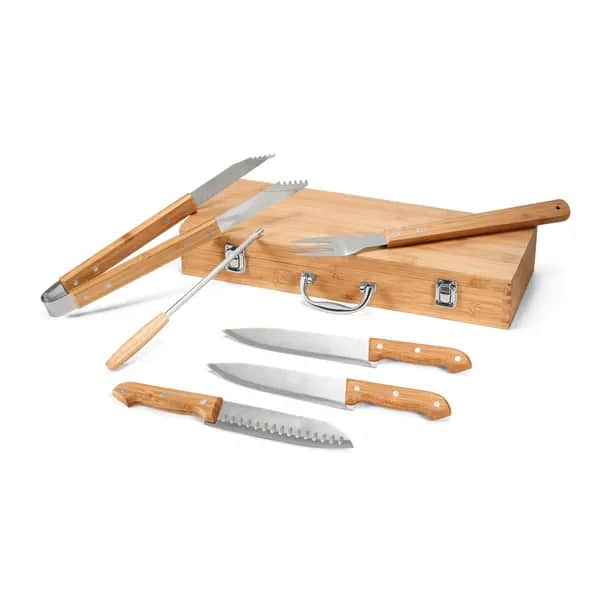Grillbesteck-Set in Bambusbox - KABSA - Natur