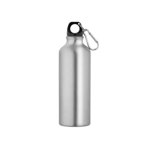 Flasche aus recyceltem Aluminium (100% rAL) 530 mL mit Karabiner - RE-LANDSCAPE M - Satinsilber