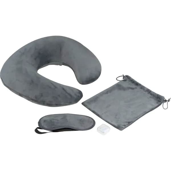 Reiseset Nackenkissen, Schlafbrille, Wäschebeutel SYLVIA - grau
