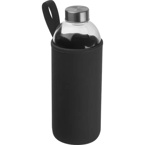 Trinkflasche aus Glas mit Neoprenüberzug, 1.000ml JESSICA - schwarz