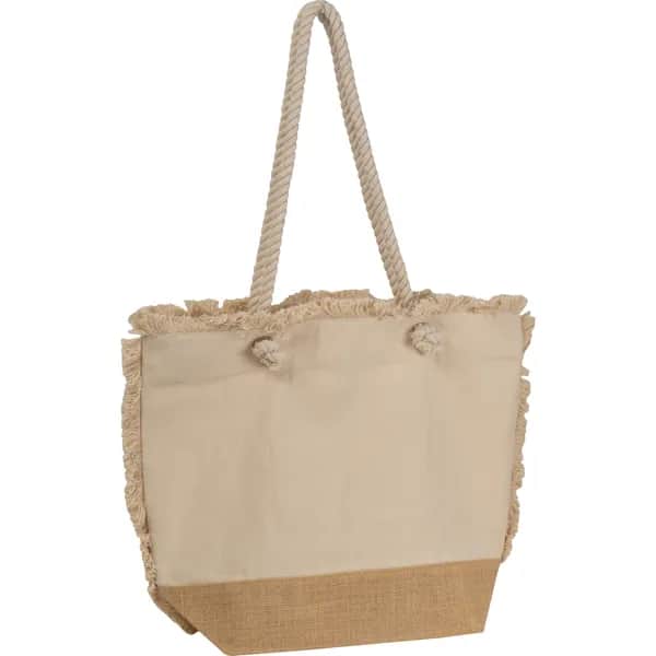 Strandtasche mit Juteboden und Fransen RICARDA - beige