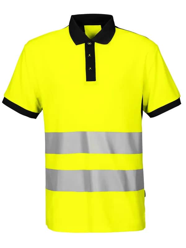 6008 POLO PIQUE EN ISO 20471 KLASSE 2 - Gelb/Schwarz