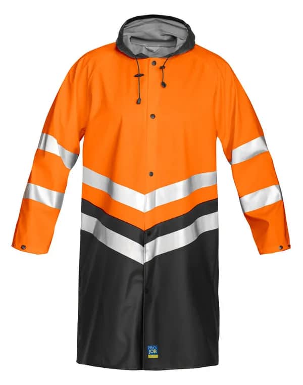6403 REGENMANTEL EN ISO 20471 KLASSE 3 - Orange/Schwarz