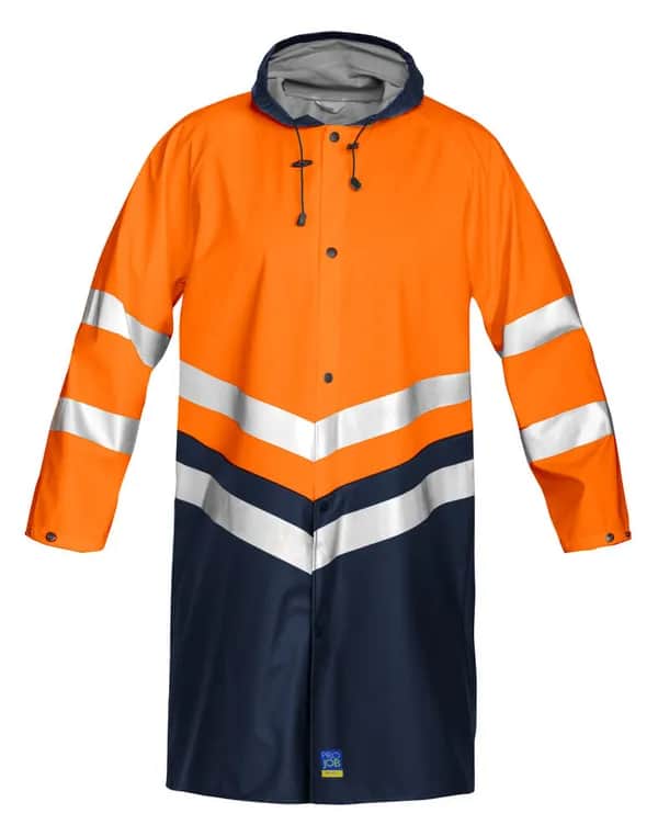 6403 REGENMANTEL EN ISO 20471 KLASSE 3 - Orange/Marine