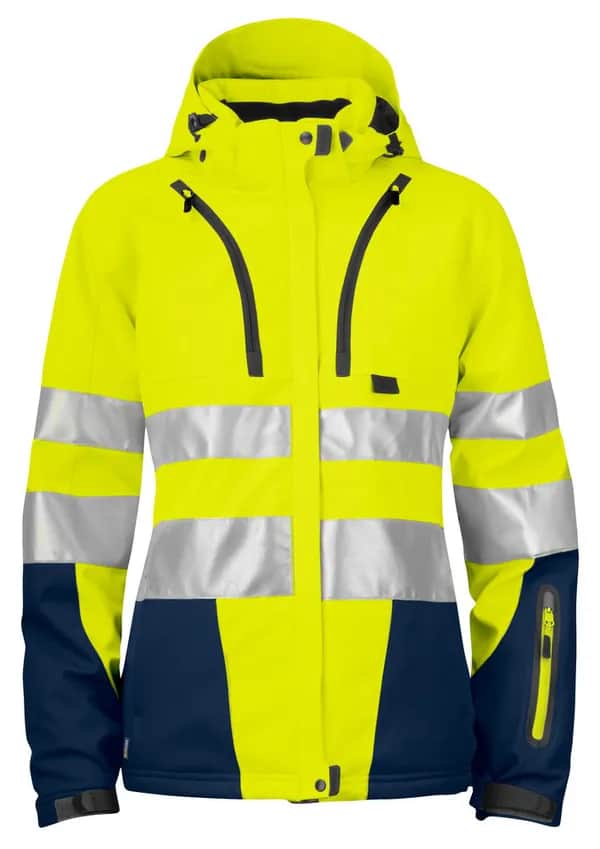6424 GEFÜTTERTE DAMENJACKE EN ISO 20471 KLASSE 3/2 - Gelb/Marine