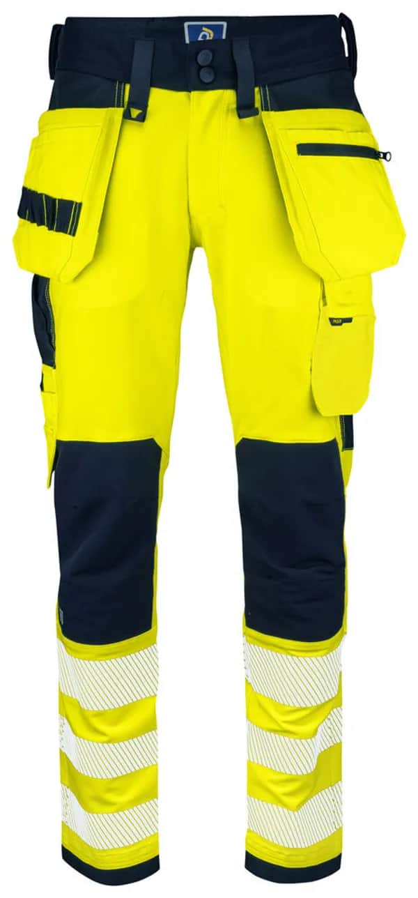 6573 BUNDHOSE STRETCH EN ISO 20471 KLASSE 2 - Gelb/Marine