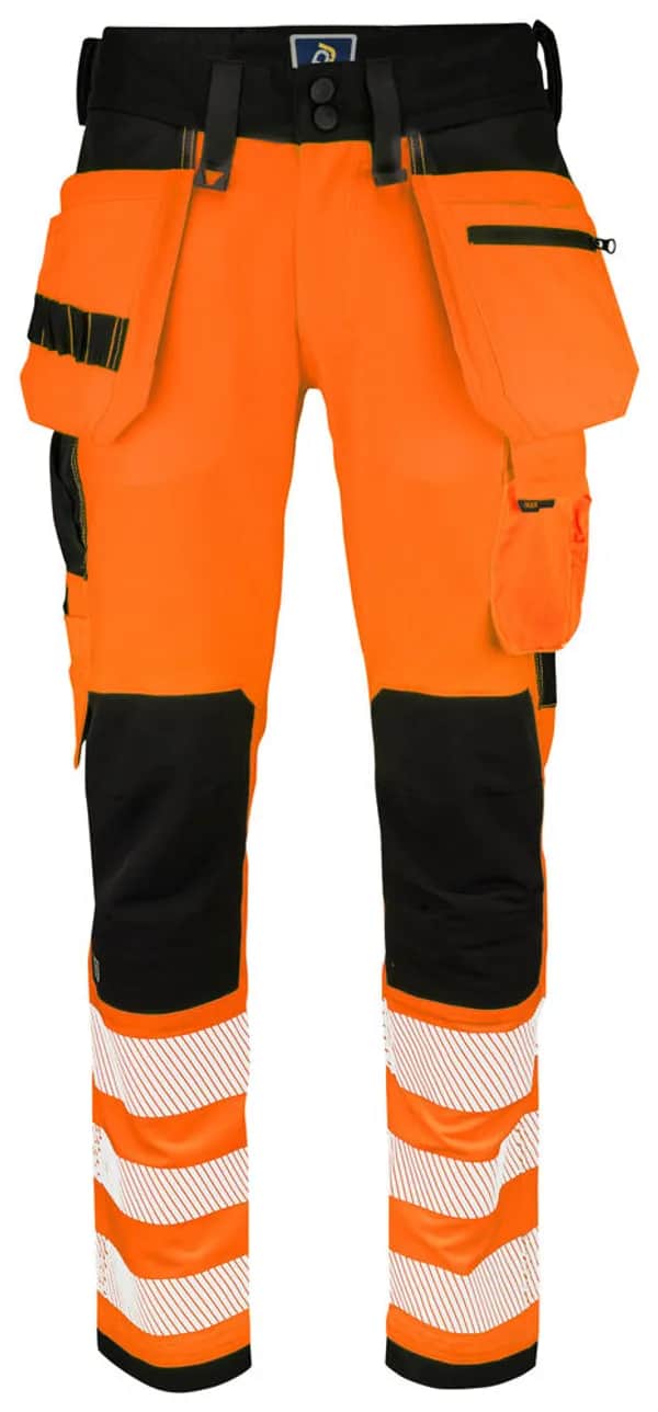 6573 BUNDHOSE STRETCH EN ISO 20471 KLASSE 2 - Orange/Schwarz