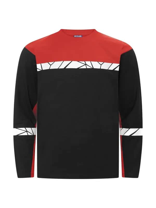 7002 T-SHIRT LANGARM - Schwarz/rot