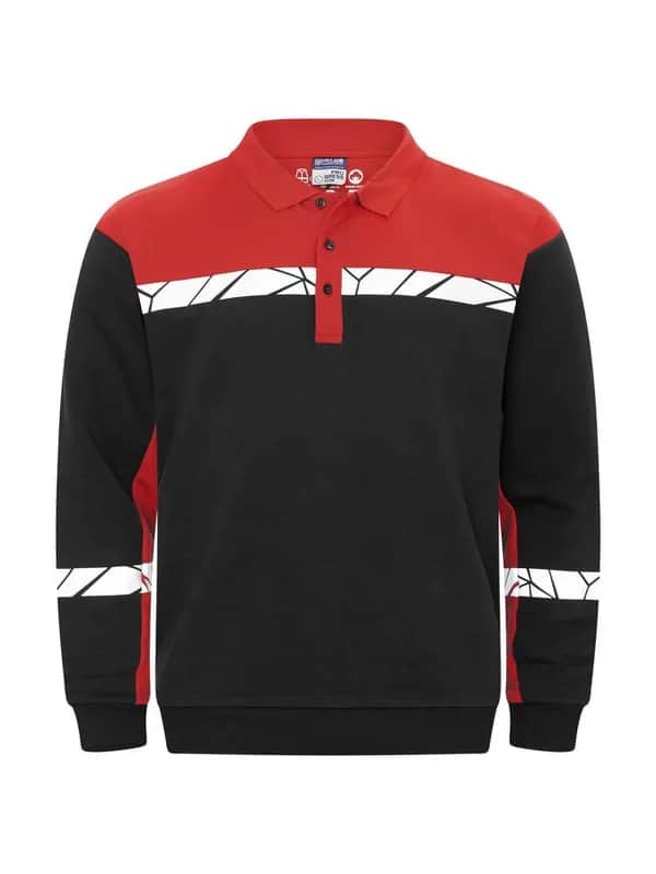7100 POLO DA SWEATSHIRT - Schwarz/rot