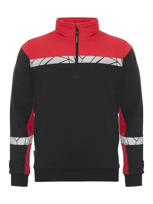 7102 SWEATSHIRT 1/2 ZIP - Schwarz/rot
