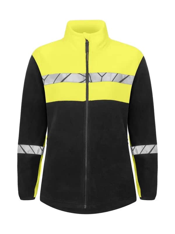 7301 DAMEN FLEECE JACKE - Schwarz/gelb