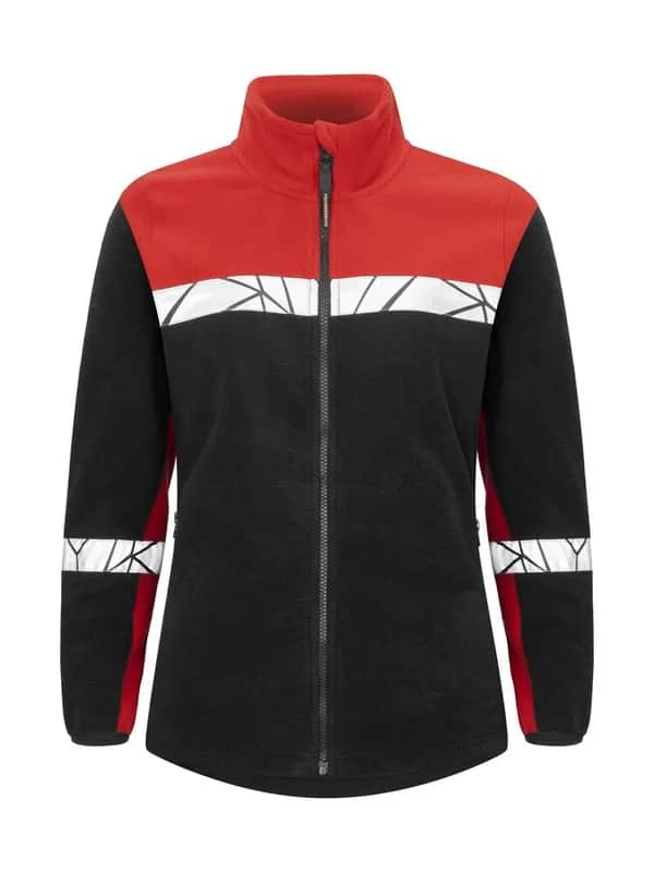7301 DAMEN FLEECE JACKE - Schwarz/rot