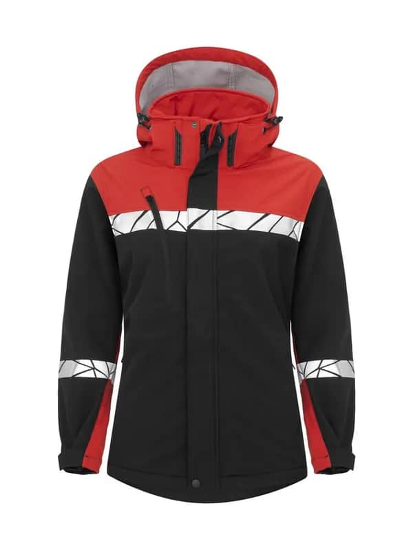 7417 DAMEN SOFTSHELL JACKE - Schwarz/rot