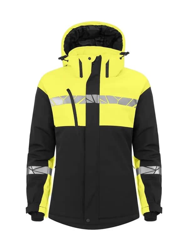 7418 WATTIERTE SOFTSHELL JACKE DAMEN - Schwarz/gelb