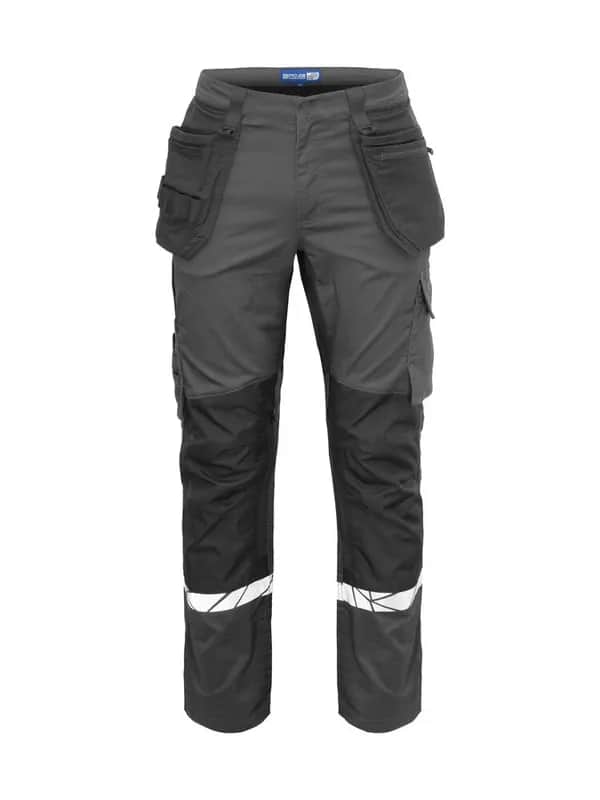 7509 ARBEITSHOSE (Taschen für Knieschutzer + hoher Schutz) - Grau/schwarz