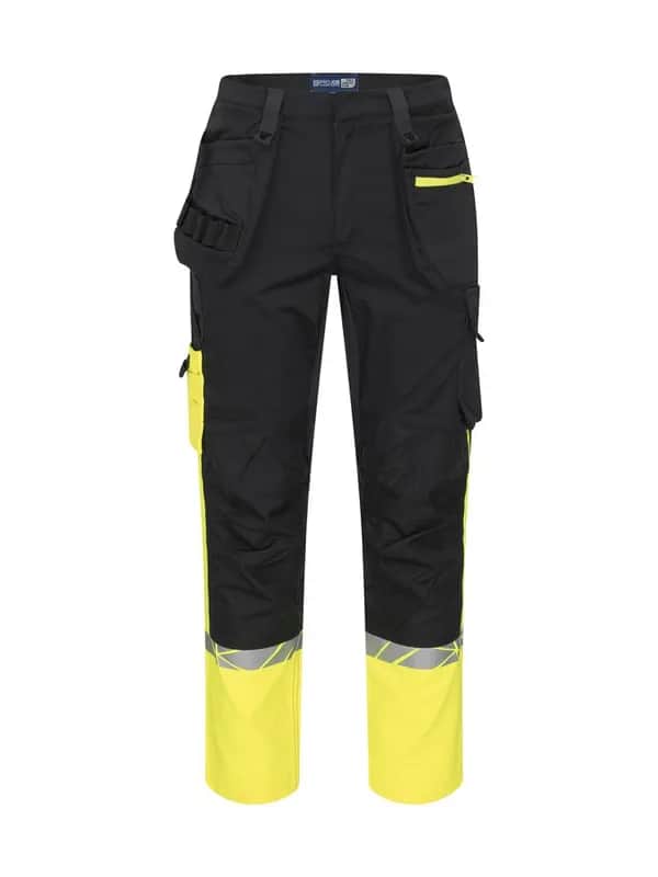 7509 ARBEITSHOSE (Taschen für Knieschutzer + hoher Schutz) - Schwarz/gelb