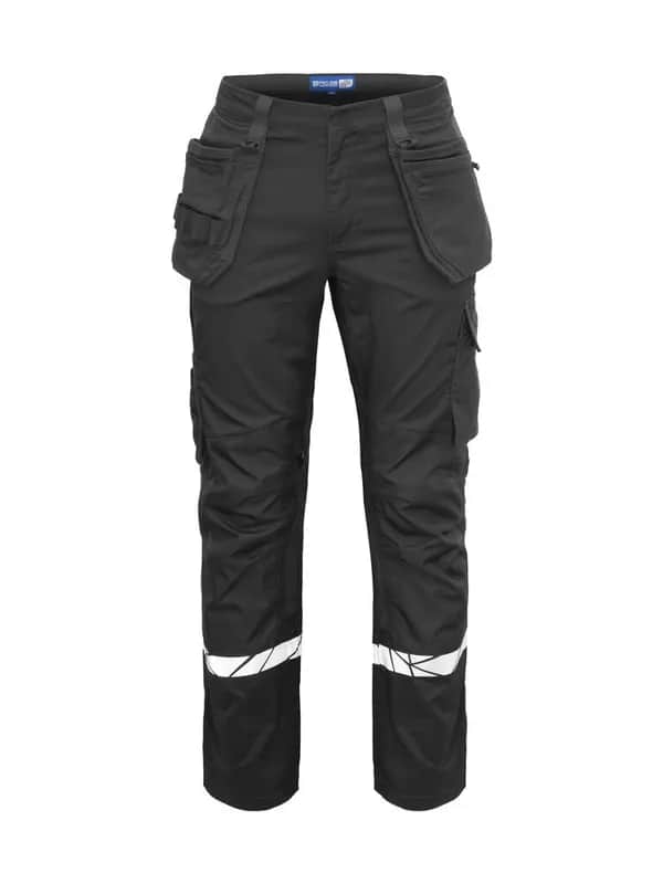 7509 ARBEITSHOSE (Taschen für Knieschutzer + hoher Schutz) - Schwarz/schwarz