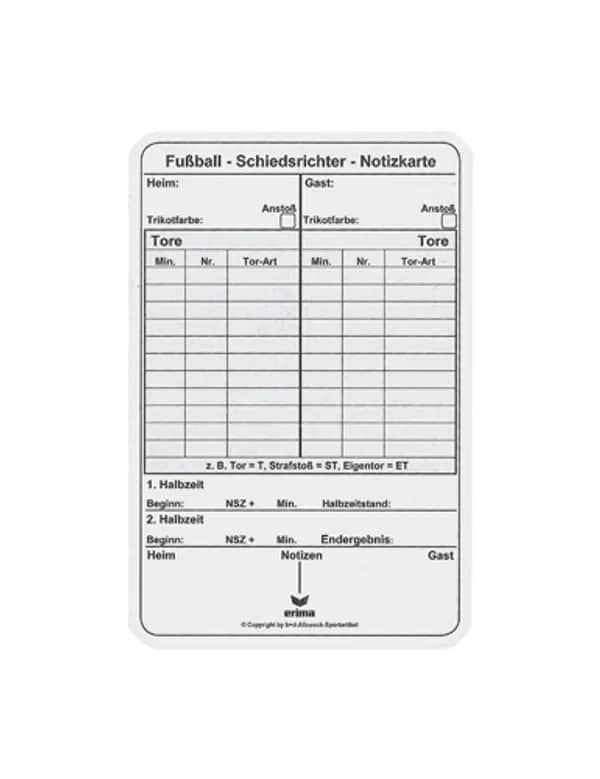 Spielnotizkarten Fussball - weiß