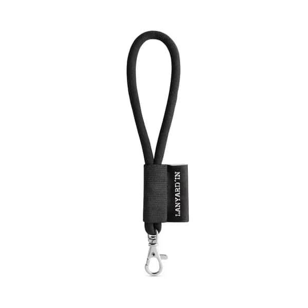 SET Lanyard TUBE Short (Ø 7 mm) mit 9 mm Schnapperkarabiner - 75090 - 300 - Schwarz