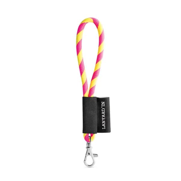 SET Lanyard TUBE Short (Ø 7 mm) mit 9 mm Schnapperkarabiner - Gelb Hexachrome