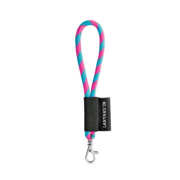 SET Lanyard TUBE Short (Ø 7 mm) mit 9 mm Schnapperkarabiner - Rosa Hexachrome