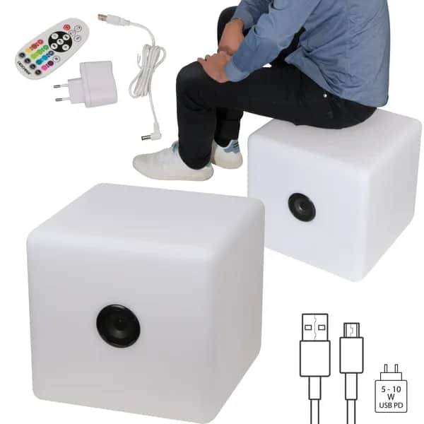Farbwechselnder LED-Lautsprecher XXL DONATO - weiss