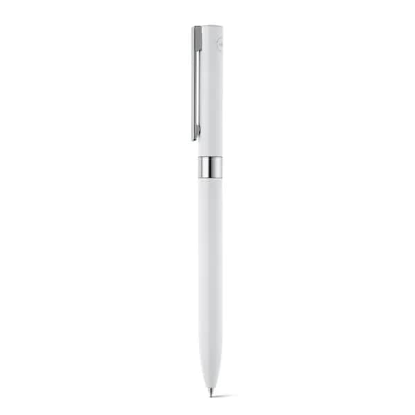 Kugelschreiber aus Recyceltes Aluminium (100% rAL) mit Drehmechanismus und Metallclip - CLARE - Weiß