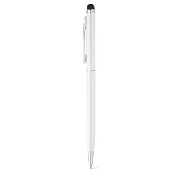 Kugelschreiber aus Aluminium mit Touchpen-Spitze - ZOE BK - Weiß
