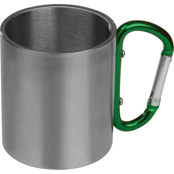 Tasse aus Metall mit Karabinerhaken, 200ml ANGELICA - grün