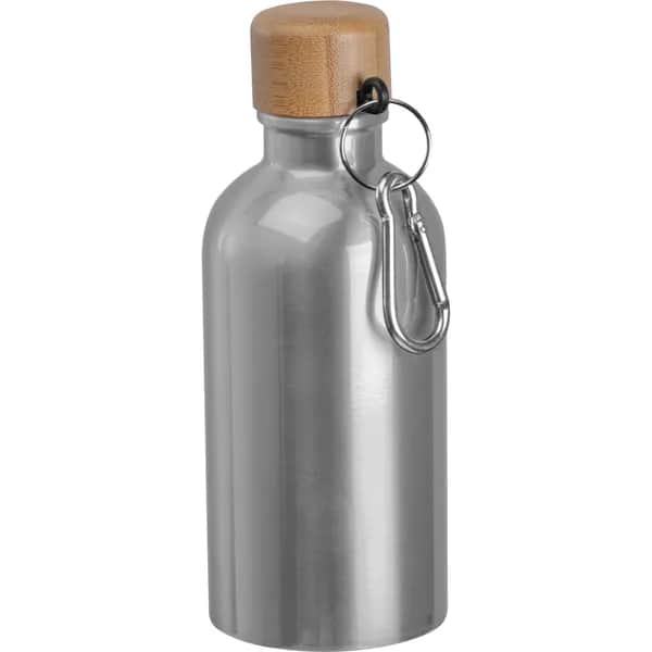 Edelstahltrinkflasche mit Karabiner, 400ml MARILYN - grau
