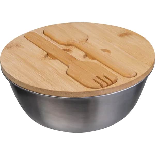 Salatschüssel mit Bambusdeckel ROZALIA - grau