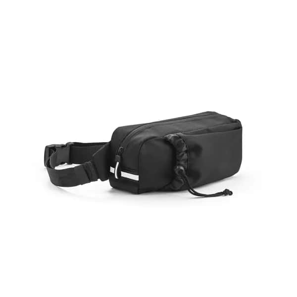 Gürteltasche aus 300D recyceltem Polyester und 600D recyceltem Polyester mit reflektierenden Elementen - DELFOS POUCH - Schwarz